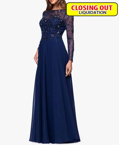 Image of XSCAPE Women's Long-Sleeve Boat Neck Gown