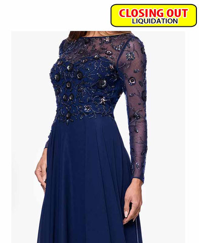 Image of XSCAPE Women's Long-Sleeve Boat Neck Gown
