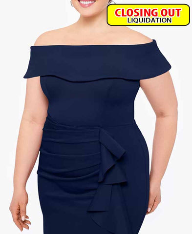 Image of XSCAPE Plus Size Off-The-Shoulder Ruffled Dress