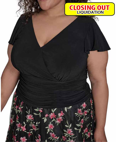 Image of Jessica Howard Plus Size Mixed-Media Mesh-Skirt Fit & Flare Dress