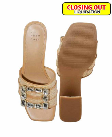Image of A New Day Women's Kathleen Raffia Buckle Block Heels