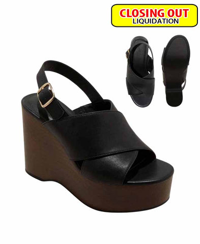 Image of Universal Thread Women's Naomi Wood Wedge Heels with Memory Foam Insole