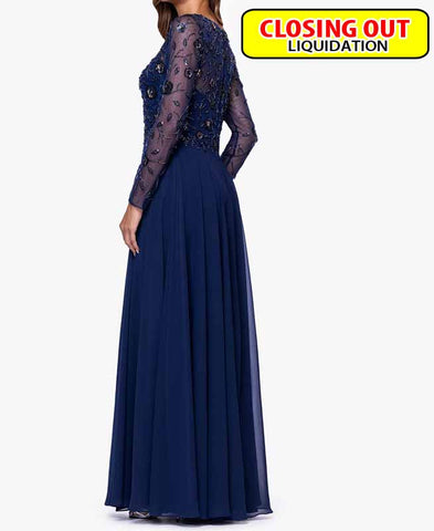 Image of XSCAPE Women's Long-Sleeve Boat Neck Gown