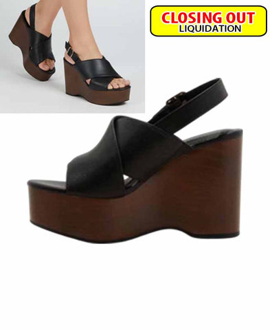 Image of Universal Thread Women's Naomi Wood Wedge Heels with Memory Foam Insole