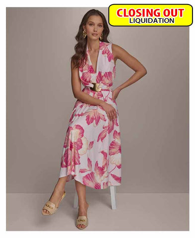Image of Donna Karan New York Women's Floral A-Line Midi Dress