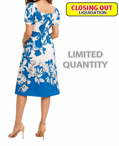 Image of Adrianna Papell Women's Floral-Print Square-Neck A-Line Dress