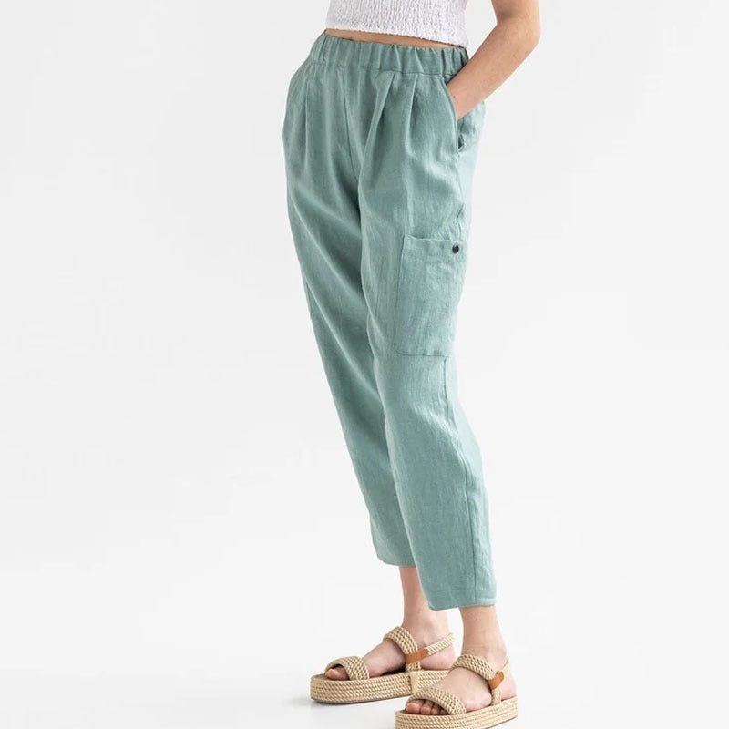 High Waist Loose Pants Cotton Linen Casual  Pants for women