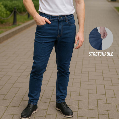 Image of Casual Men's Pants Mid-waist Slim-Fit Stretch Denim Jeans (Z1001)