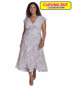Calvin Klein Plus Size Printed Flutter-Sleeve Maxi Dress