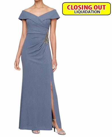 Image of Alex Evenings Women's Off-The-Shoulder Beaded Gown