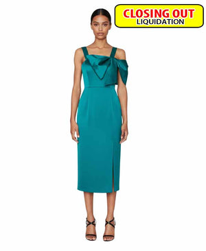 WHITE TIE by Shani Women's Bow-Trim Satin Midi Dress