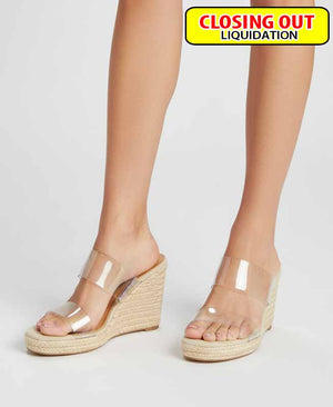 A New Day Women's Ansel Double Band Open Toe Wedge Heels with Memory Foam Insole