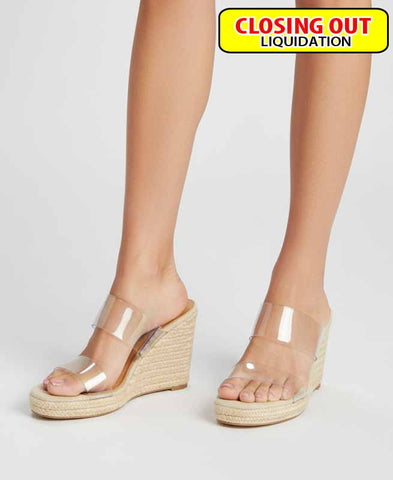 Image of A New Day Women's Ansel Double Band Open Toe Wedge Heels with Memory Foam Insole