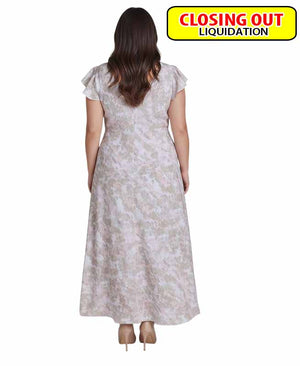 Calvin Klein Plus Size Printed Flutter-Sleeve Maxi Dress