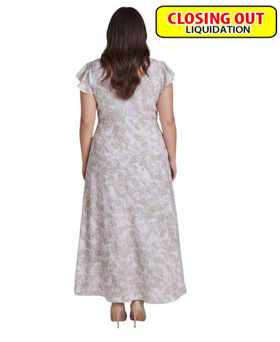 Image of Calvin Klein Plus Size Printed Flutter-Sleeve Maxi Dress