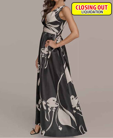 Image of Donna Karan New York Women's Printed V-Neck Sleeveless Gown