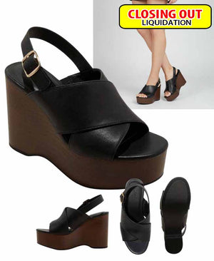 Universal Thread Women's Naomi Wood Wedge Heels with Memory Foam Insole