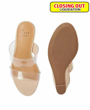 A New Day Women's Ansel Double Band Open Toe Wedge Heels with Memory Foam Insole