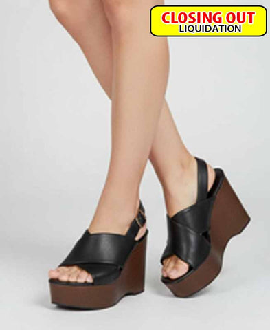 Image of Universal Thread Women's Naomi Wood Wedge Heels with Memory Foam Insole
