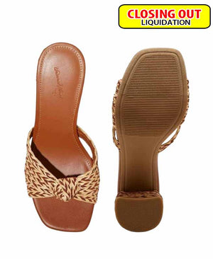 Universal Thread Women's Aaliyah Raffia Strappy Knot Sandal Heels