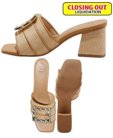 Image of A New Day Women's Kathleen Raffia Buckle Block Heels
