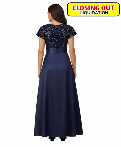 Image of Jessica Howard Women's Sequinned-Bodice Satin-Skirt Ball Gown