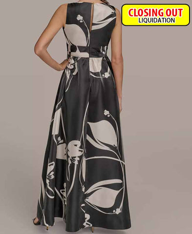 Image of Donna Karan New York Women's Printed V-Neck Sleeveless Gown