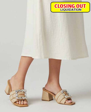A New Day Women's Kathleen Raffia Buckle Block Heels