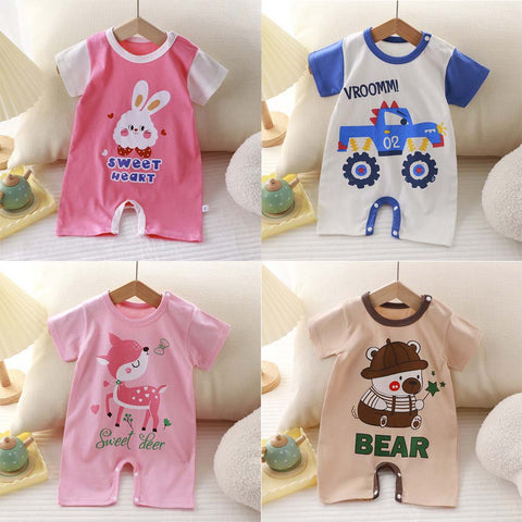 Image of Jumpsuit Baby Boy and Girl Clothes Stretchable Soft Cotton Buttoned 0-18M