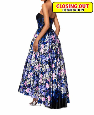 Betsy & Adam Women's Floral-Print Strapless Ball Gown