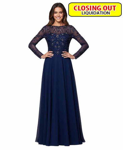 Image of XSCAPE Women's Long-Sleeve Boat Neck Gown
