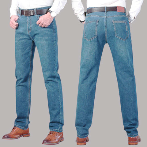Image of Business Classic Straight Cut Jeans High Waist Trouser for Men Stretchable