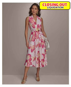 Donna Karan New York Women's Floral A-Line Midi Dress