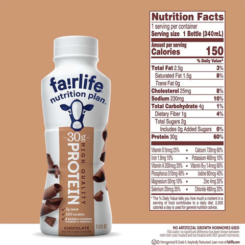 Image of Fairlife Nutrition Plan Chocolate, 30 g Protein Shake (11.5 fl. oz., 12 pk.)