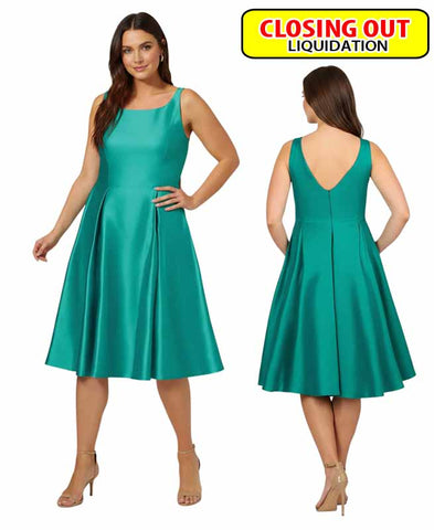 Image of Adrianna Papell Plus Size Sleeveless Pleated D Botanical Green