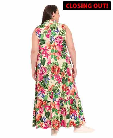 Image of London Times Plus Size Ruffled-Trim Tiered Maxi Dress | Size: 18W (SKU:2A)