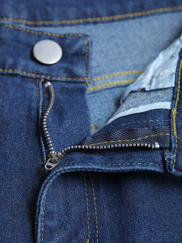 Image of Casual Men's Pants Mid-waist Slim-Fit Stretch Denim Jeans