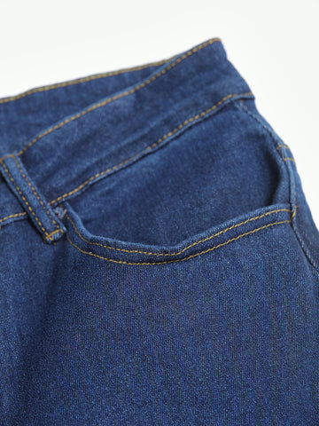 Image of Casual Men's Pants Mid-waist Slim-Fit Stretch Denim Jeans