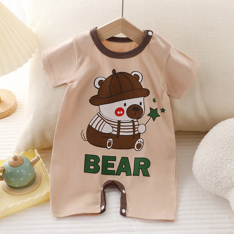 Image of Jumpsuit Baby Boy and Girl Clothes Stretchable Soft Cotton Buttoned 0-18M