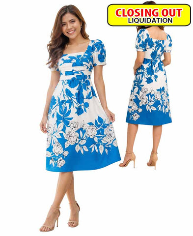 Image of Adrianna Papell Women's Floral-Print Square-Neck A-Line Dress