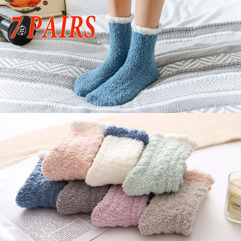 Image of 7 Pairs for Teens and Women Thick Knitted Socks 1 WEEK socks