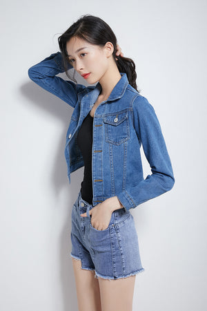 Denim Jacket Longsleeve for Women NAVY BLUE