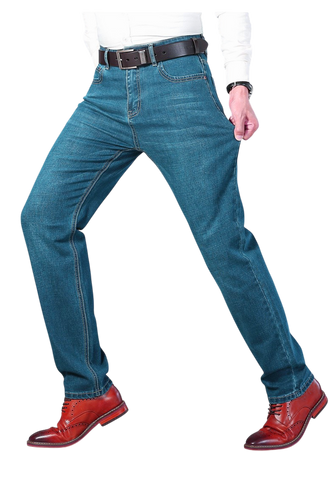 Image of Business Classic Straight Cut Jeans High Waist Trouser for Men Stretchable