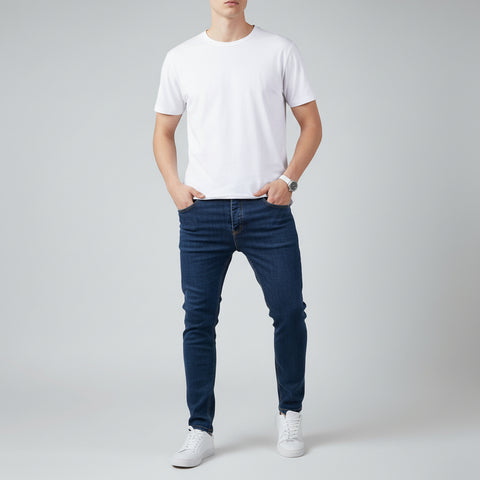 Image of Casual Men's Pants Mid-waist Slim-Fit Stretch Denim Jeans (Z1001)